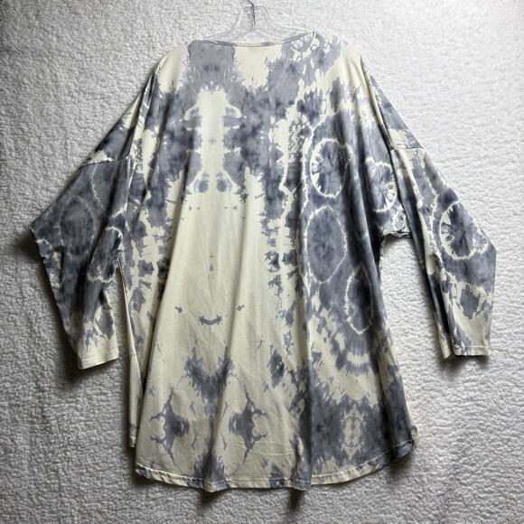 Beyond This Plane Top Women Size 4X Gray Long Sleeve Tie Dye Tunic Oversized - Picture 2 of 7